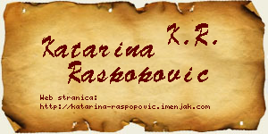 Katarina Raspopović vizit kartica